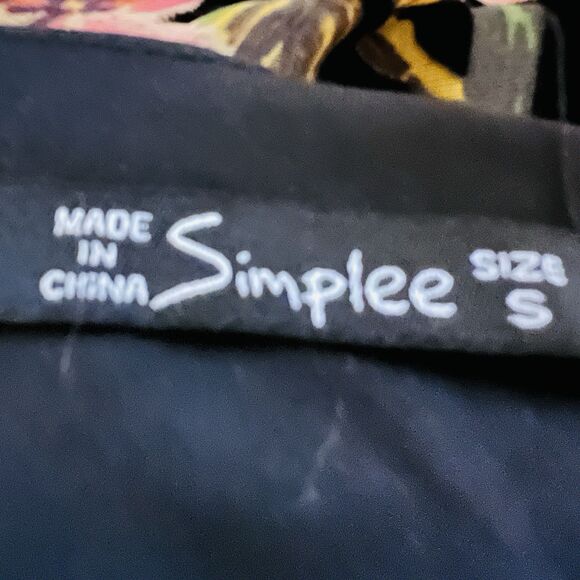 Gorgeous Simplee Black & Pink Floral Long Flowy Maxi Dress - Size Small - Picture 8 of 10